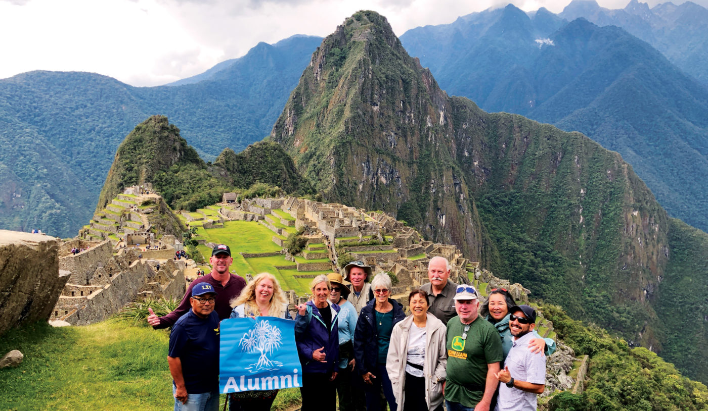 Clouds cleared for a group photograph of Machu Picchu, the Lost City of the Incas. Travelers marveled at the city’s dry-stone walls, an architectural feat nestled on high-altitude mountain peaks.