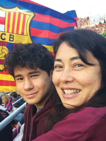 Terry Yamamoto-Edwards and her son, Noah Edwards ’21, spent a year living in Spain, as part of her sabbatical.﻿