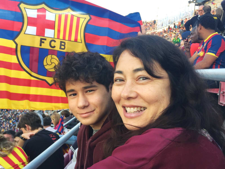 Terry Yamamoto-Edwards and her son, Noah Edwards ’21, spent a year living in Spain, as part of her sabbatical.﻿