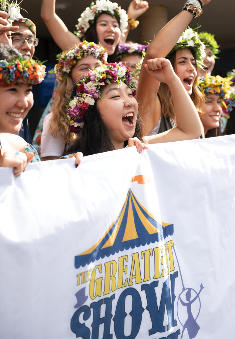 Carnival division chairs Cade Fujitani ’20, Jackson Kim ’20, Grace Bartell ’20, Chloe Balisacan ’20 and Jaycee Ichimura ’20 at Carnival.