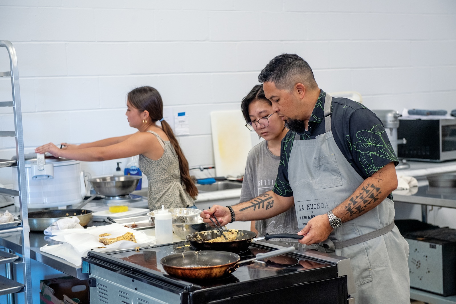 Mark “Gooch” Noguchi with his students.